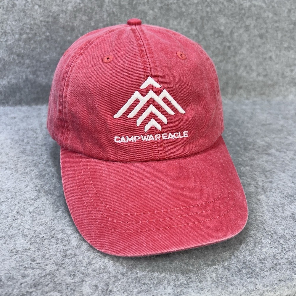 Camp War Eagle ADAMS Red Dad Hat Adjustable Leather Strap Buckle Cap